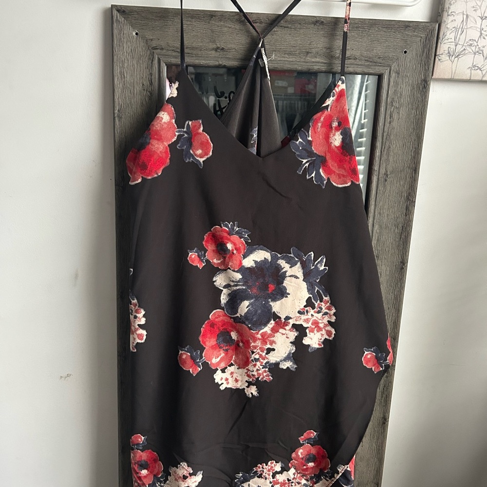 Free People Floral Mini Dress - Black and Red